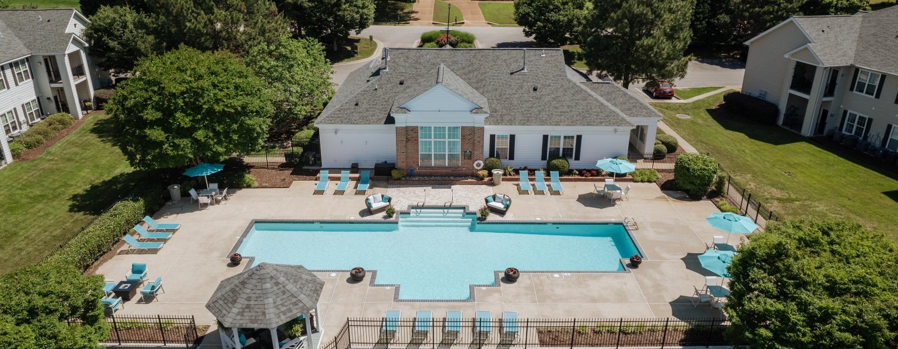 a swimming pool in a backyard