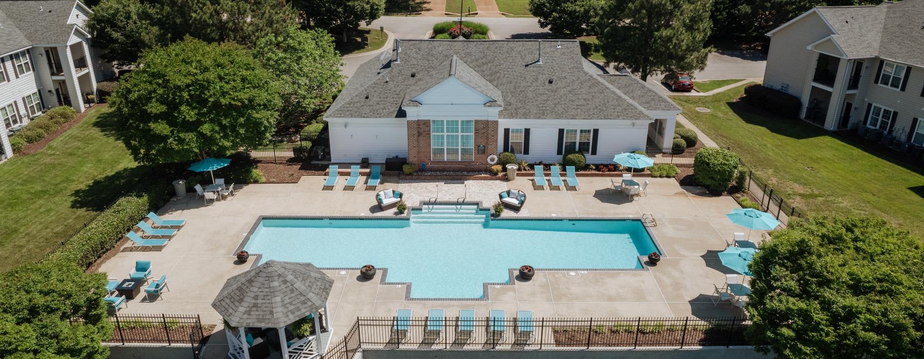 a swimming pool in a backyard